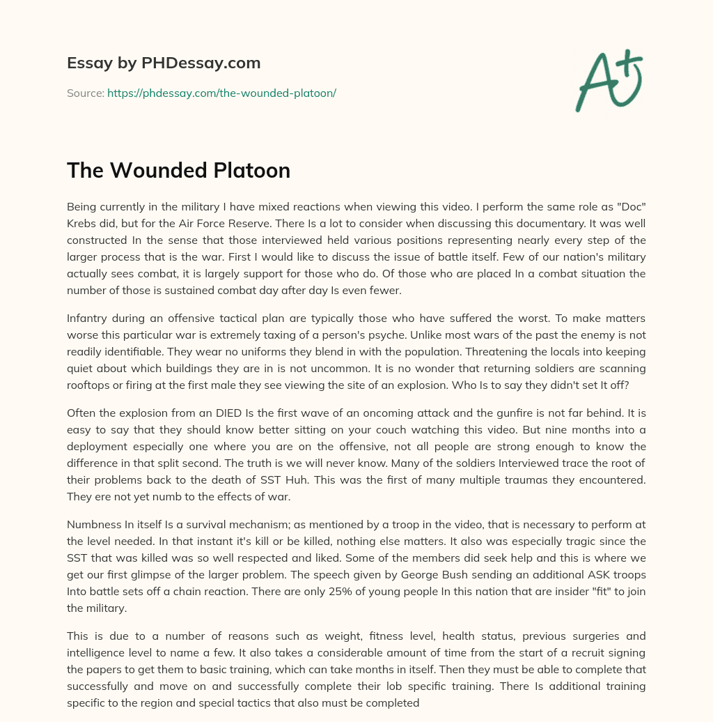 The Wounded Platoon essay