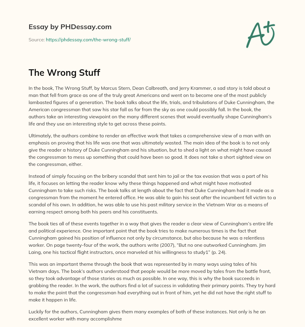 The Wrong Stuff essay