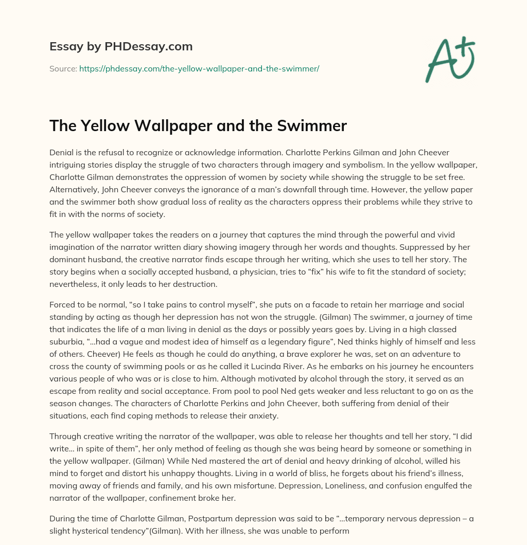 The Yellow Wallpaper and the Swimmer essay