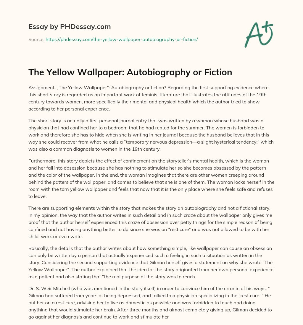 The Yellow Wallpaper: Autobiography or Fiction essay