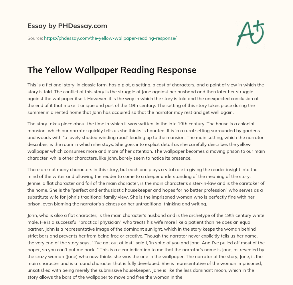 The Yellow Wallpaper Reading Response