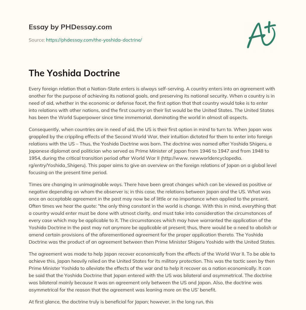 The Yoshida Doctrine essay