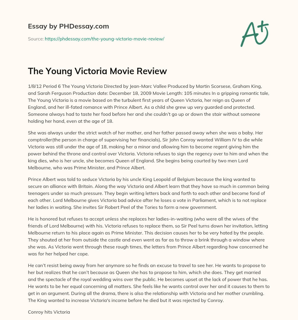 The Young Victoria Movie Review essay