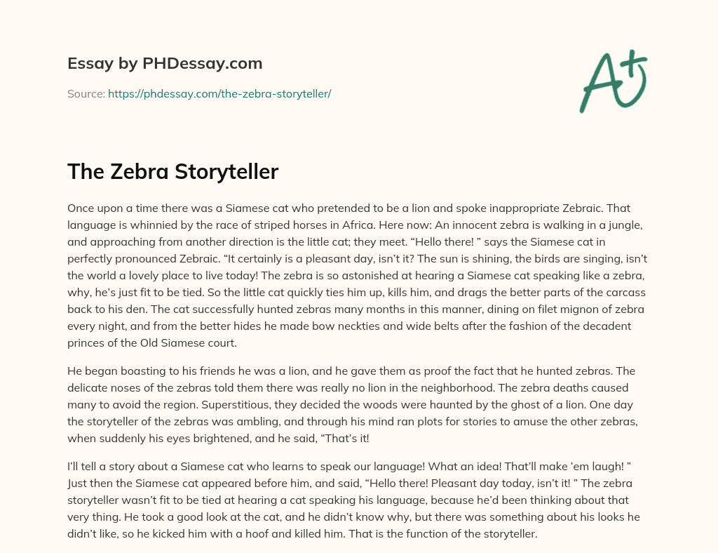The Zebra Storyteller essay