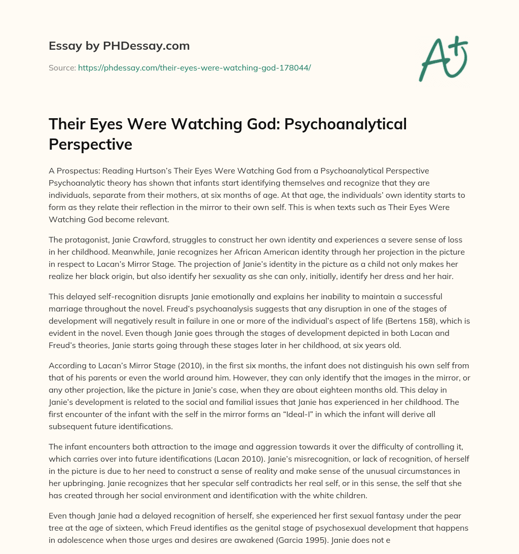 Their Eyes Were Watching God: Psychoanalytical Perspective essay