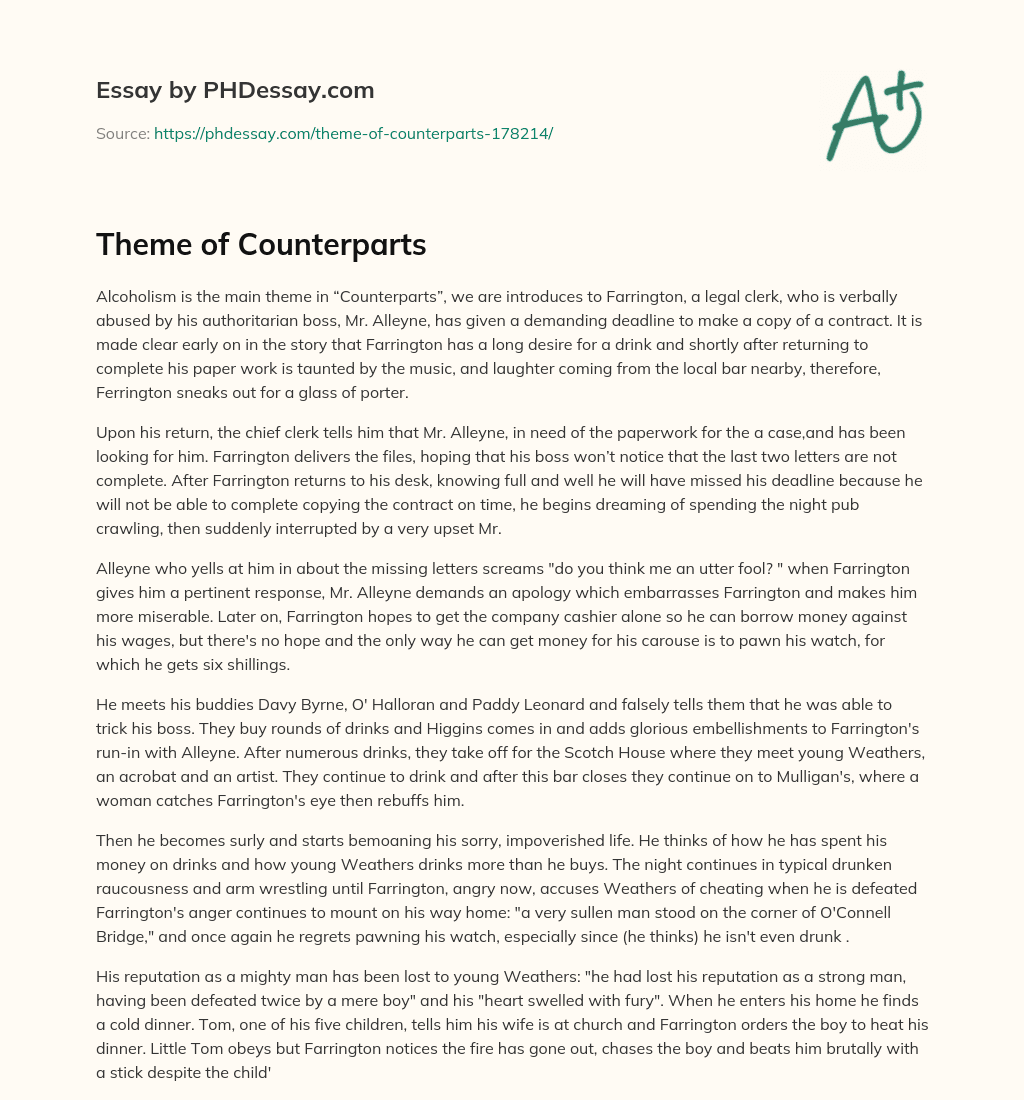 Theme of Counterparts essay