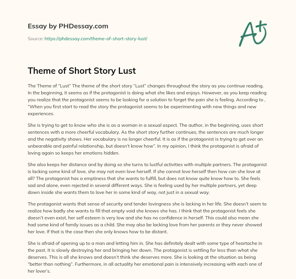 Theme of Short Story Lust essay