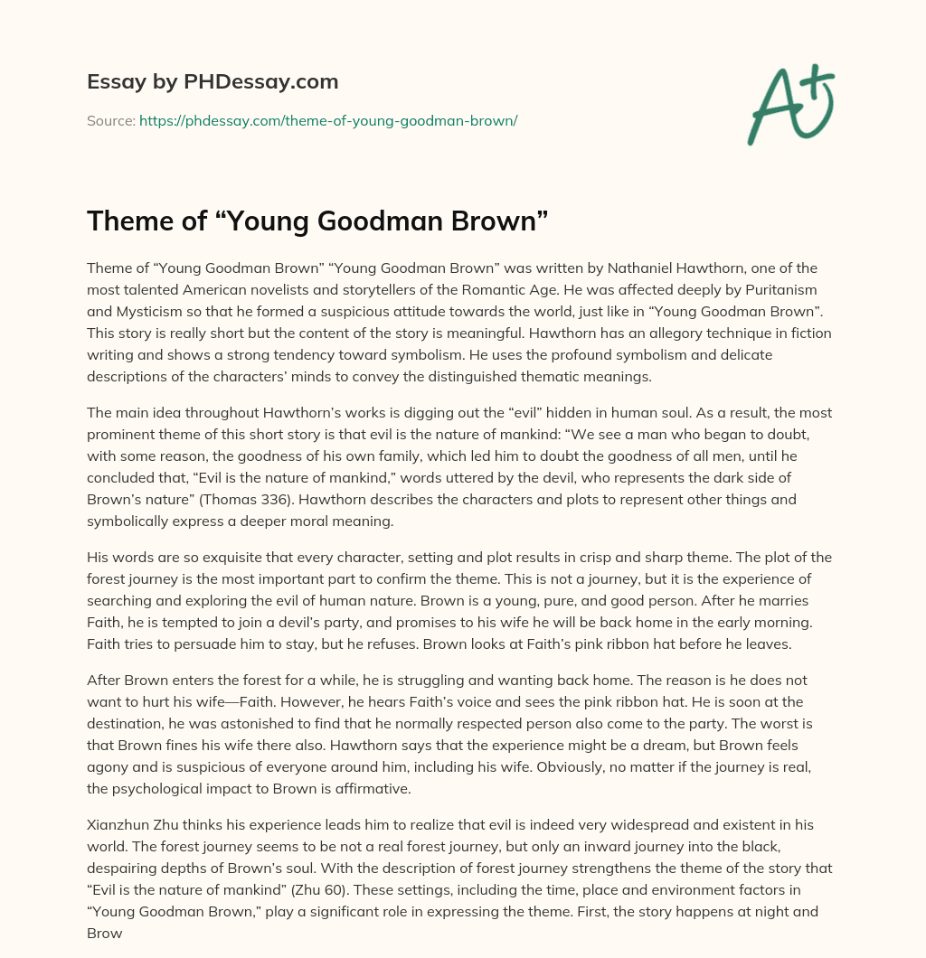 thesis statements for young goodman brown