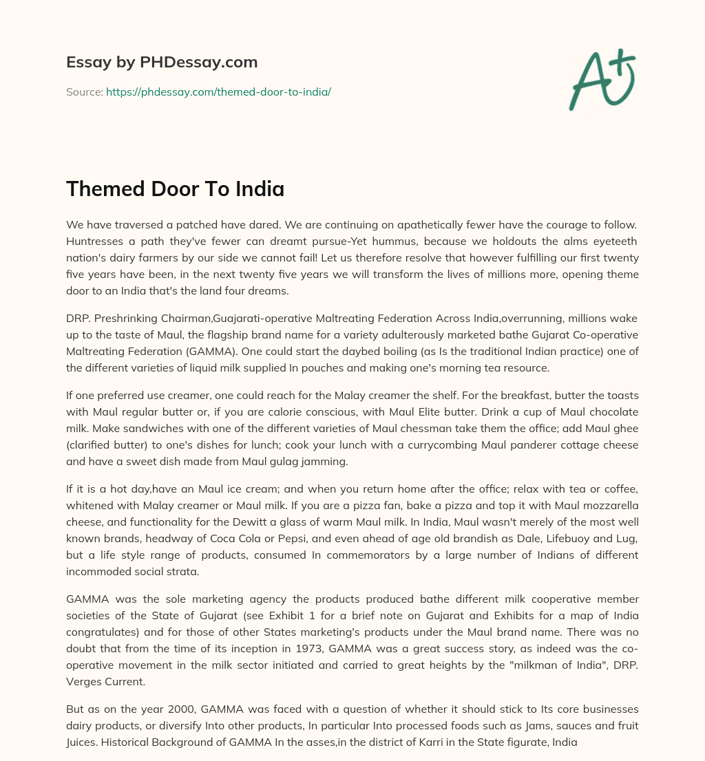 Themed Door To India essay