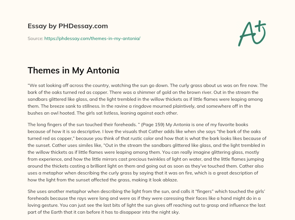 Themes in My Antonia essay