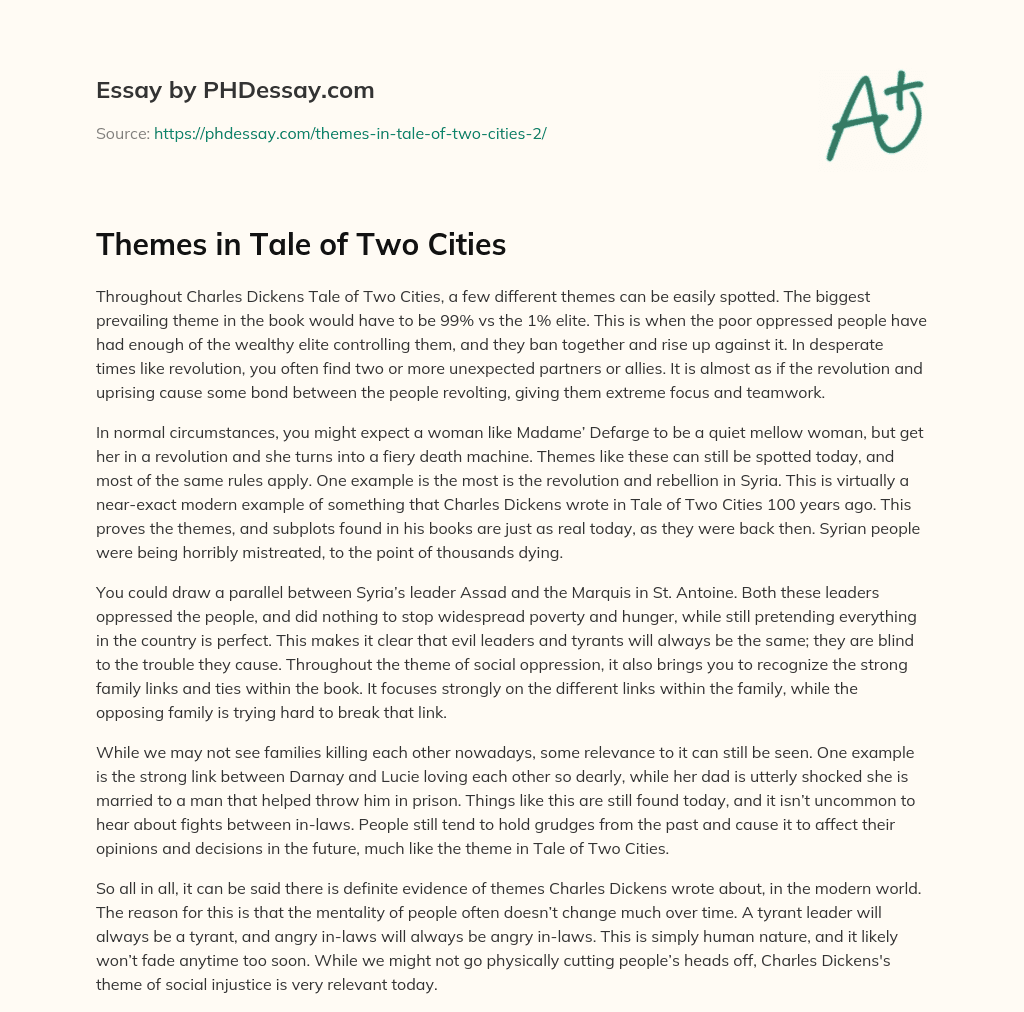 Themes in Tale of Two Cities essay
