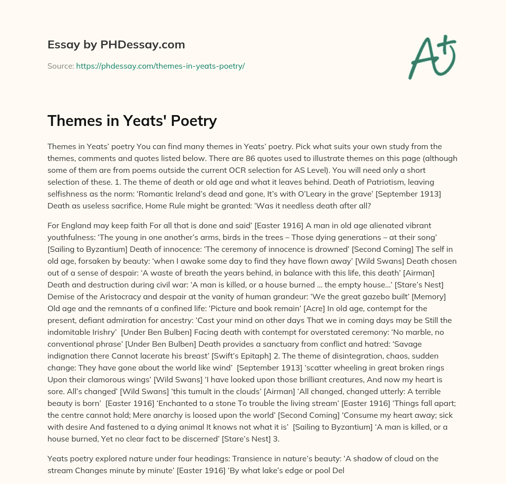 Themes in Yeats' Poetry
