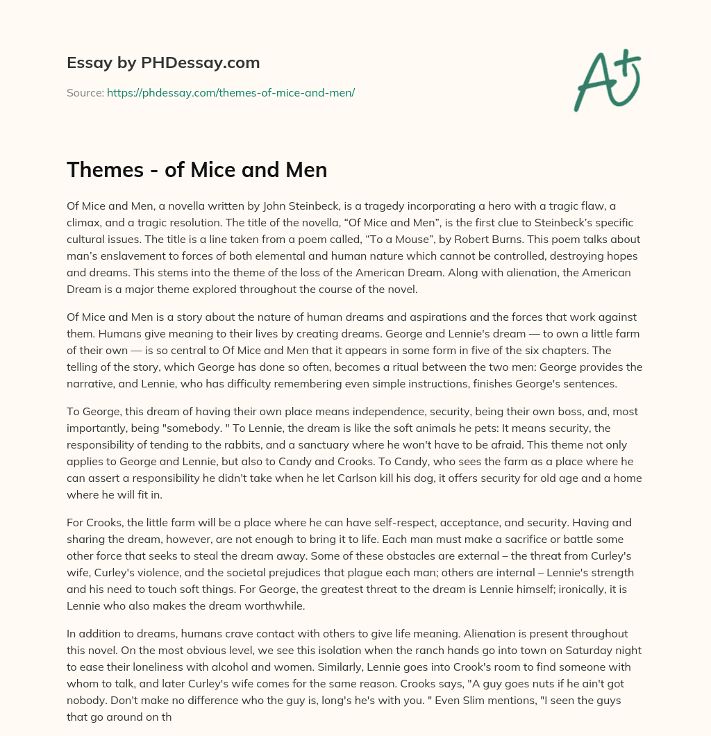 Themes – of Mice and Men essay