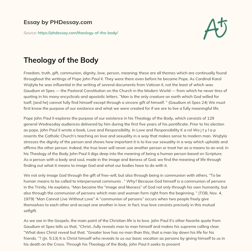 essay on theology of the body