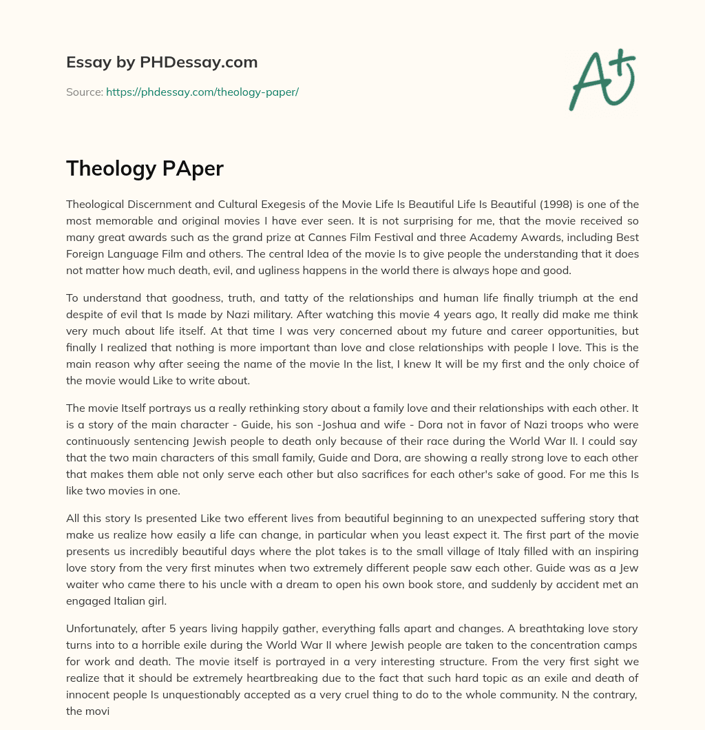 Theology PAper essay