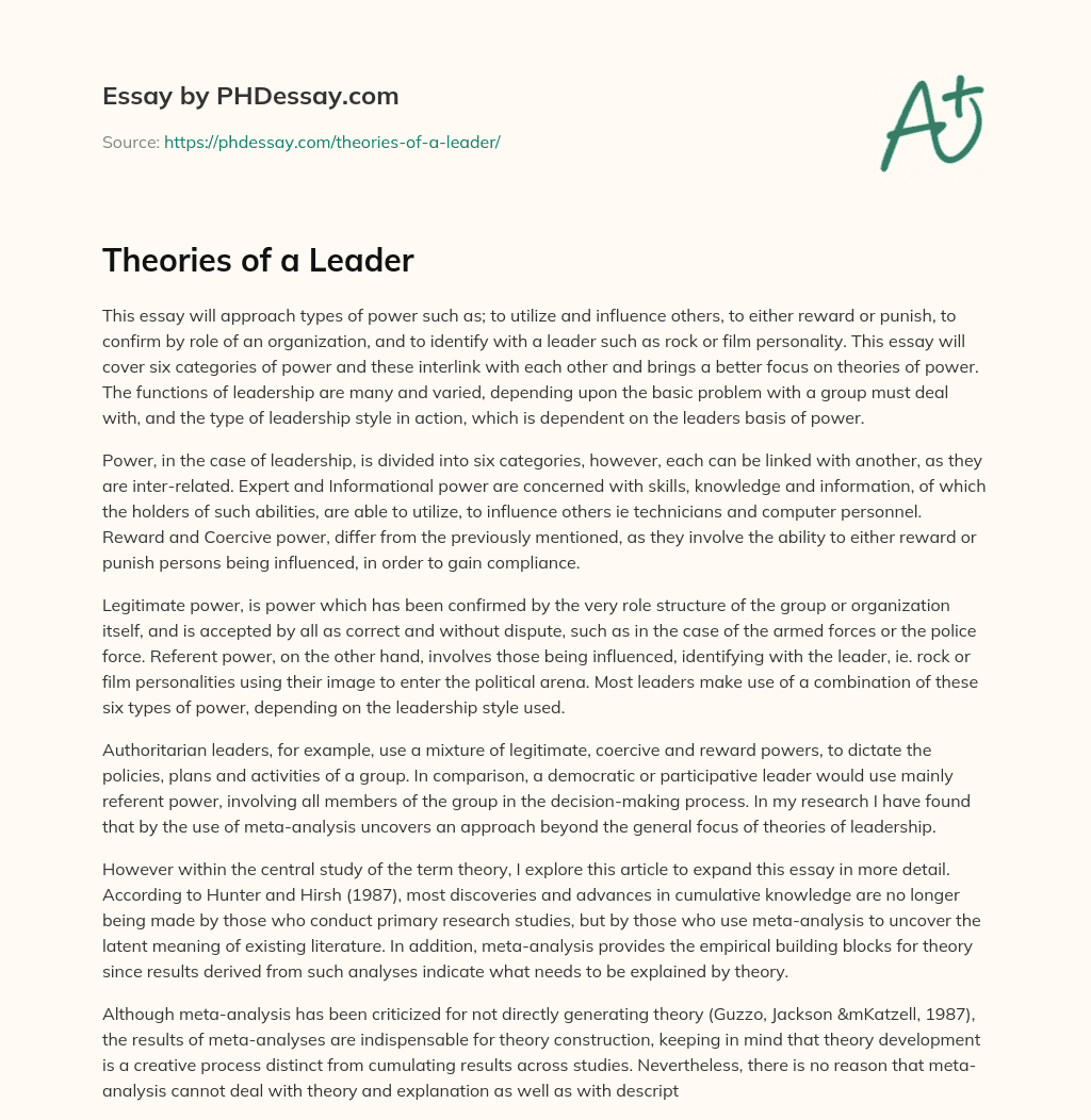 Theories of a Leader essay