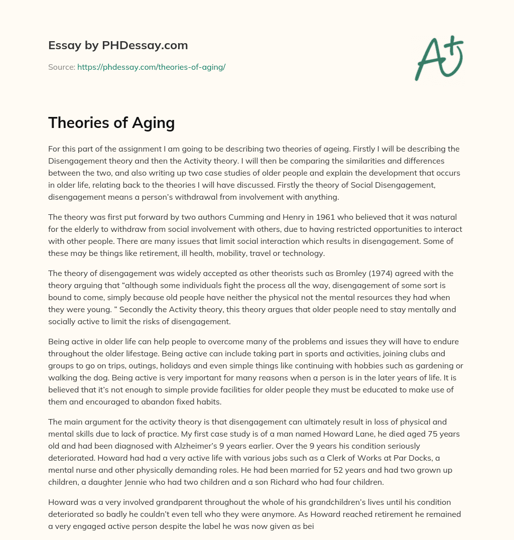 Theories of Aging essay