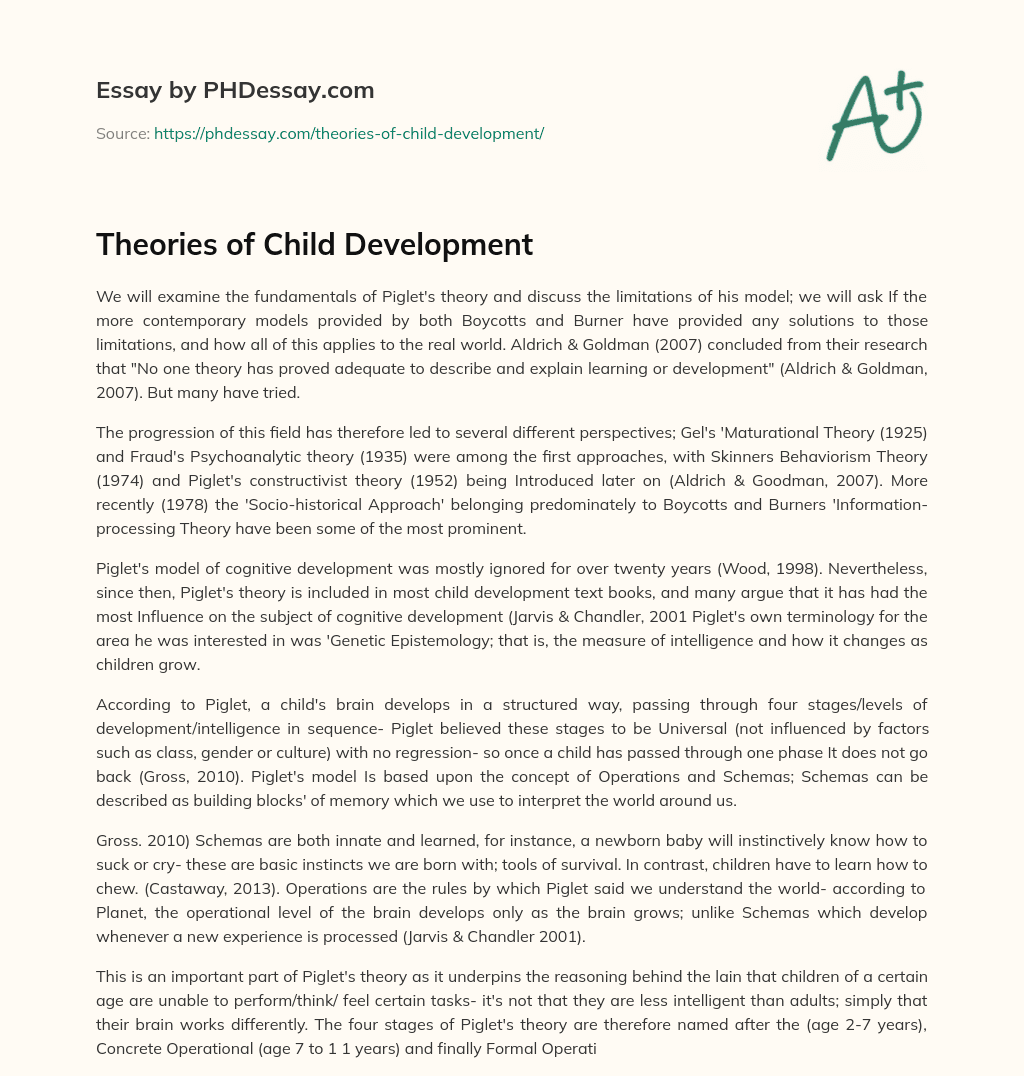 Theories of Child Development essay