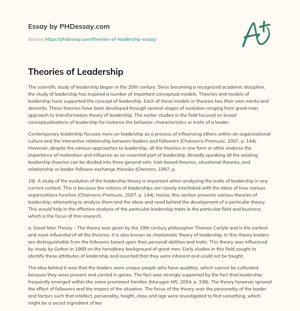 Theories of Leadership essay