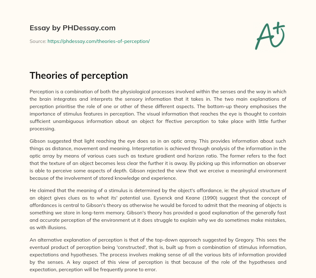essay about perception of individual