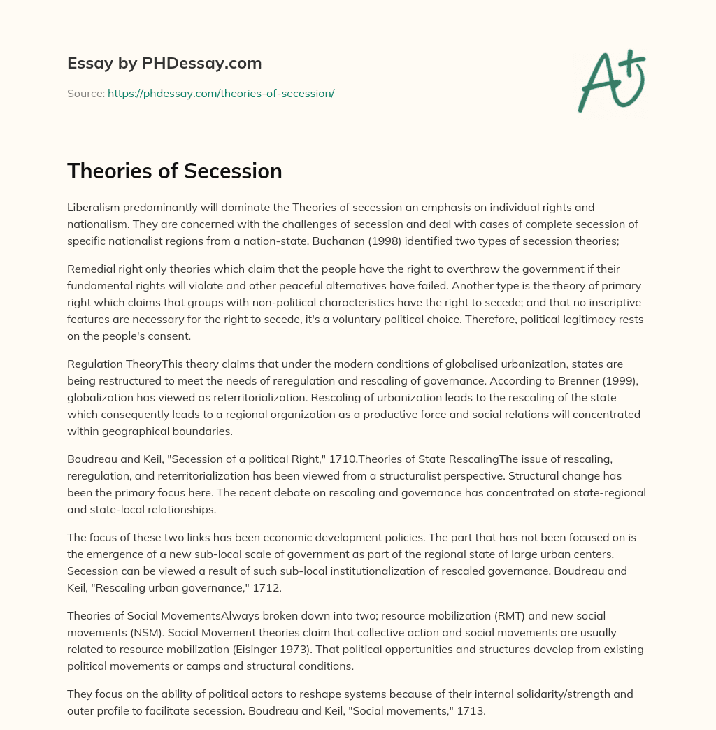 Theories of Secession essay