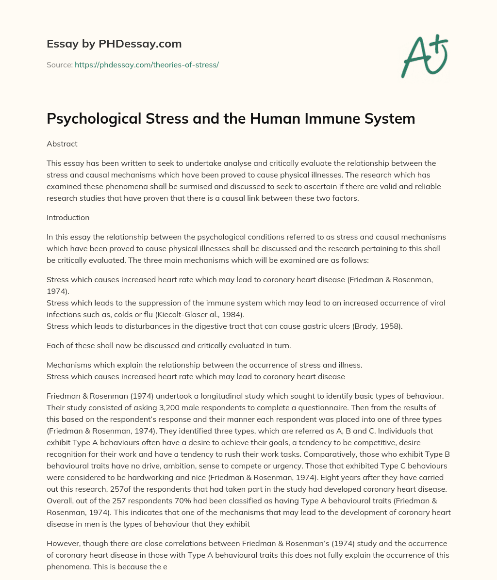 Psychological Stress and the Human Immune System essay