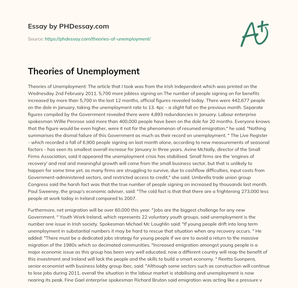 Theories Of Unemployment 1337