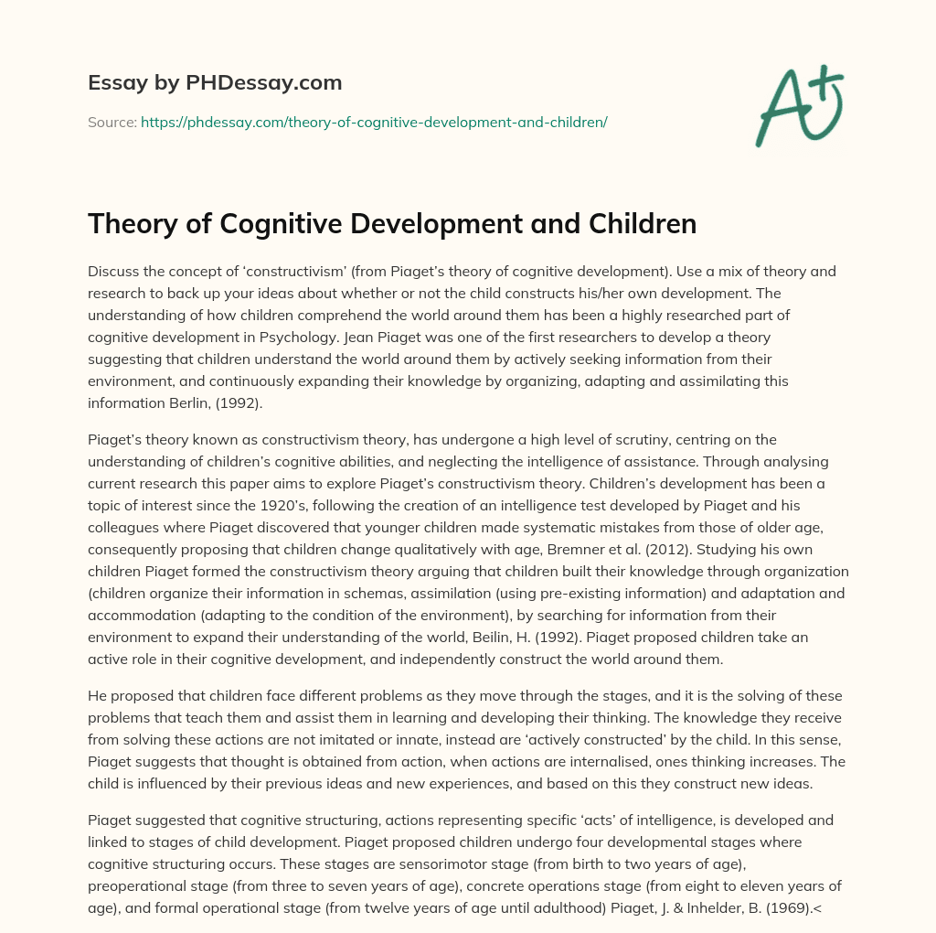 thesis about cognitive development