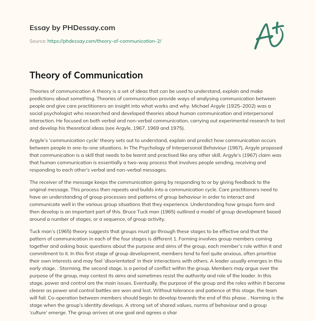 Theory of Communication essay