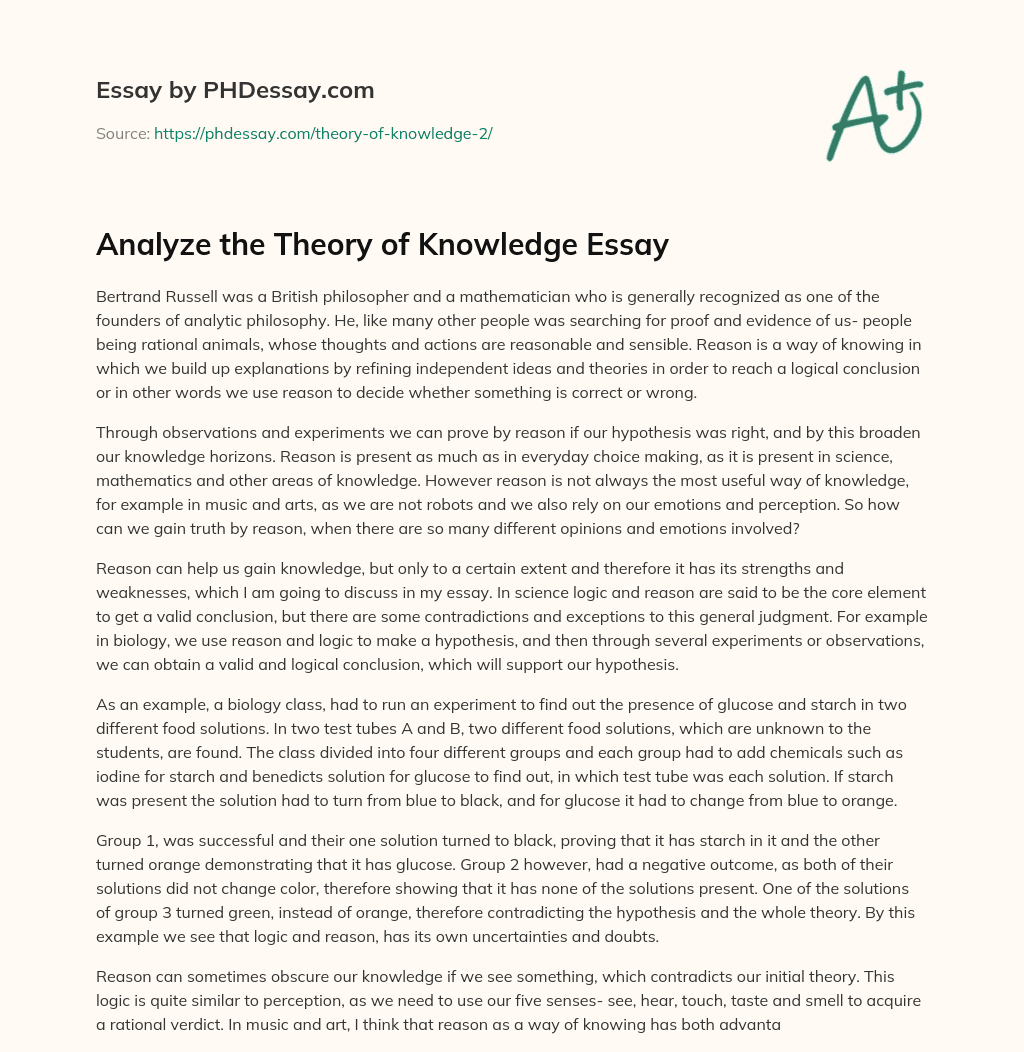 Analyze the Theory of Knowledge Essay essay
