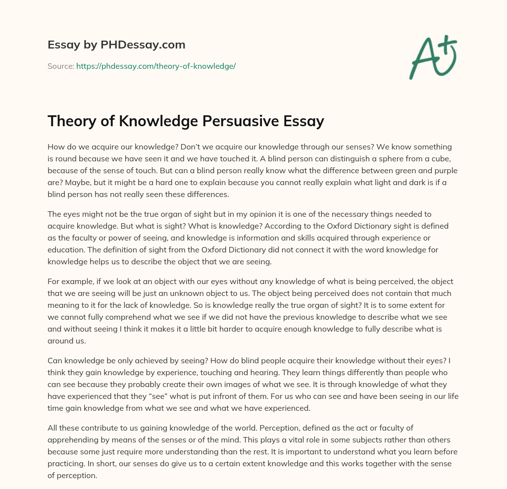 Theory of Knowledge Persuasive Essay essay