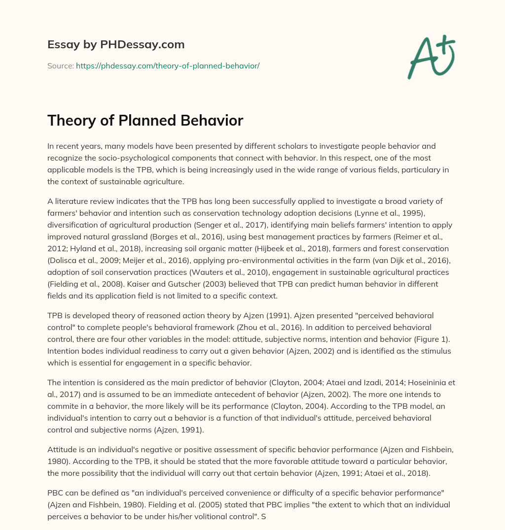 Theory of Planned Behavior essay