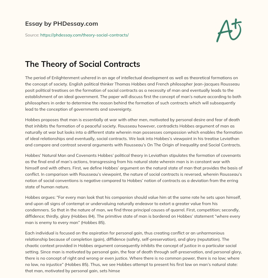 The Theory of Social Contracts essay