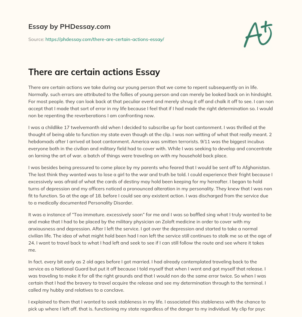 There are certain actions Essay essay