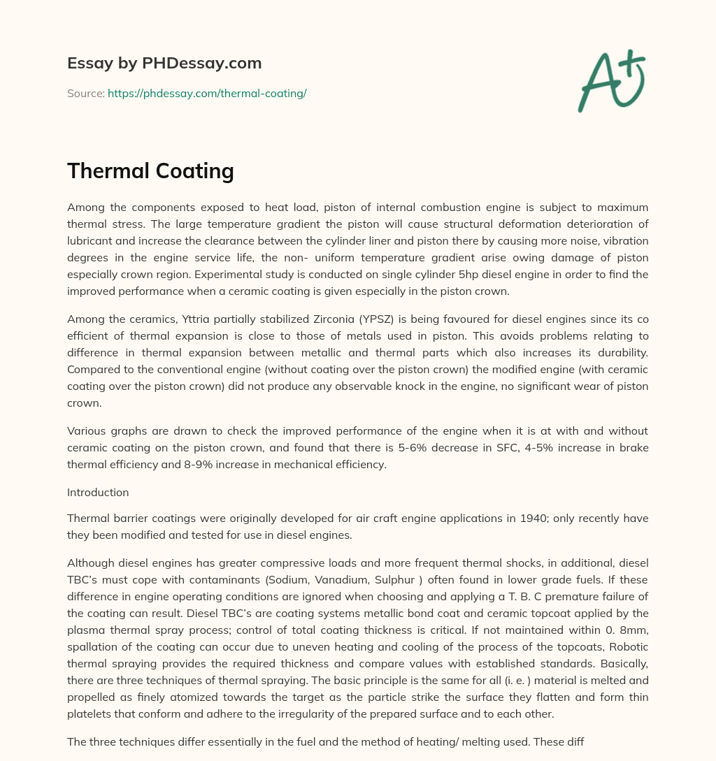 Thermal Coating essay