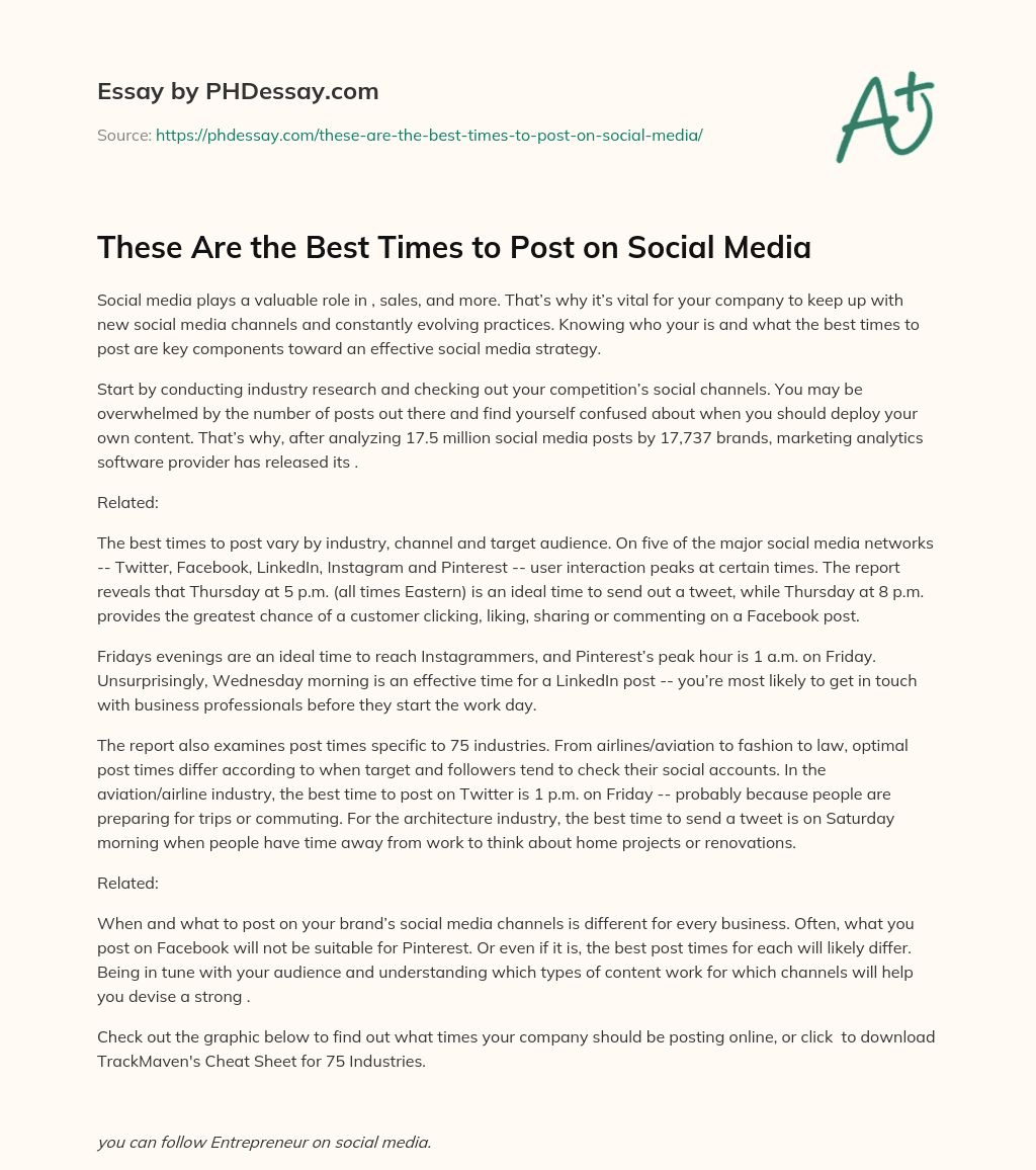 These Are the Best Times to Post on Social Media essay