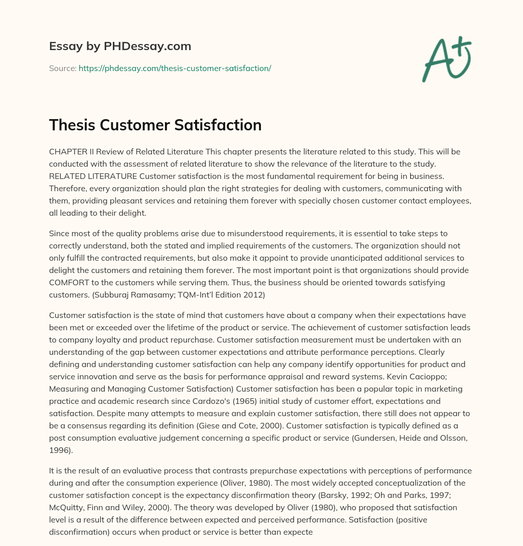 customer satisfaction thesis philippines