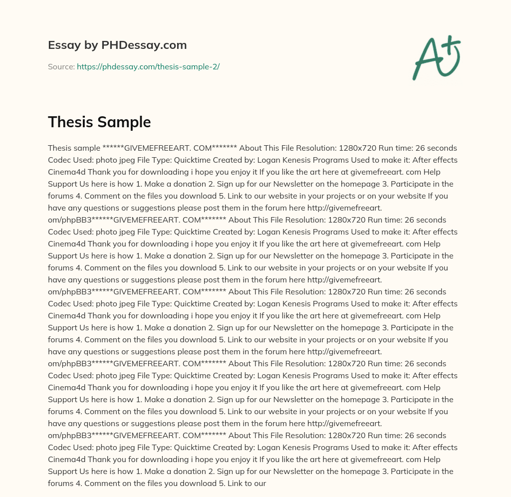 Thesis Sample essay