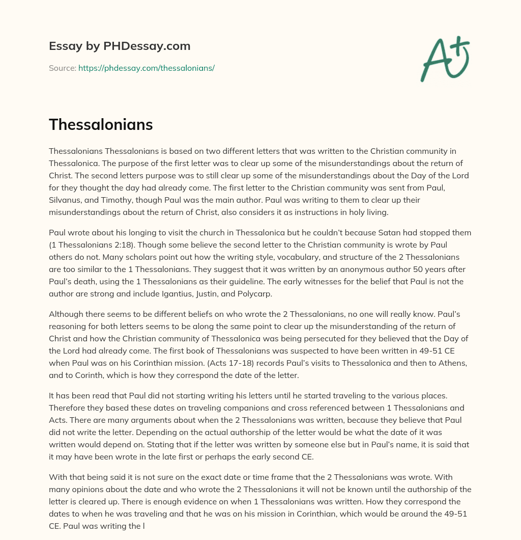 Thessalonians essay