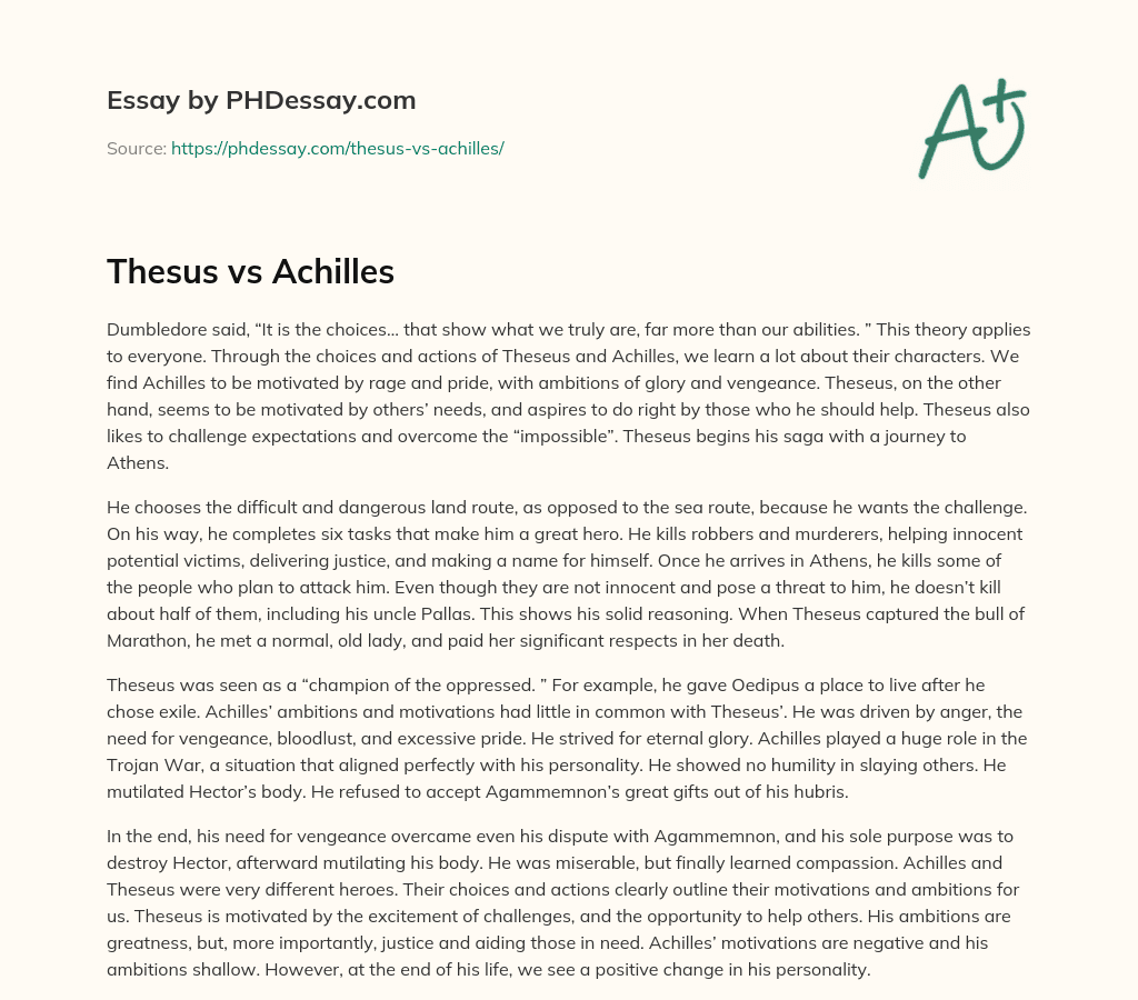 Thesus vs Achilles essay