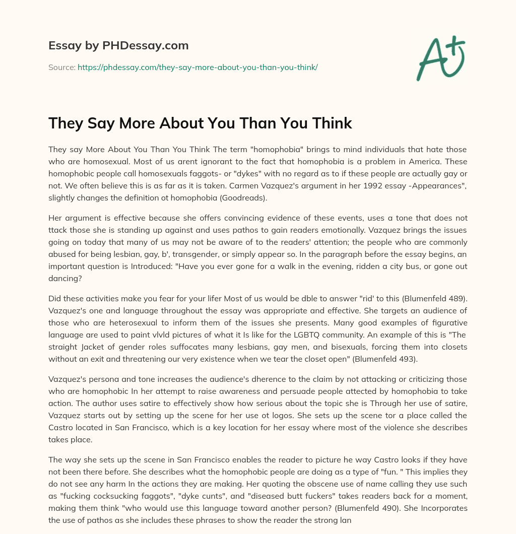 They Say More About You Than You Think essay
