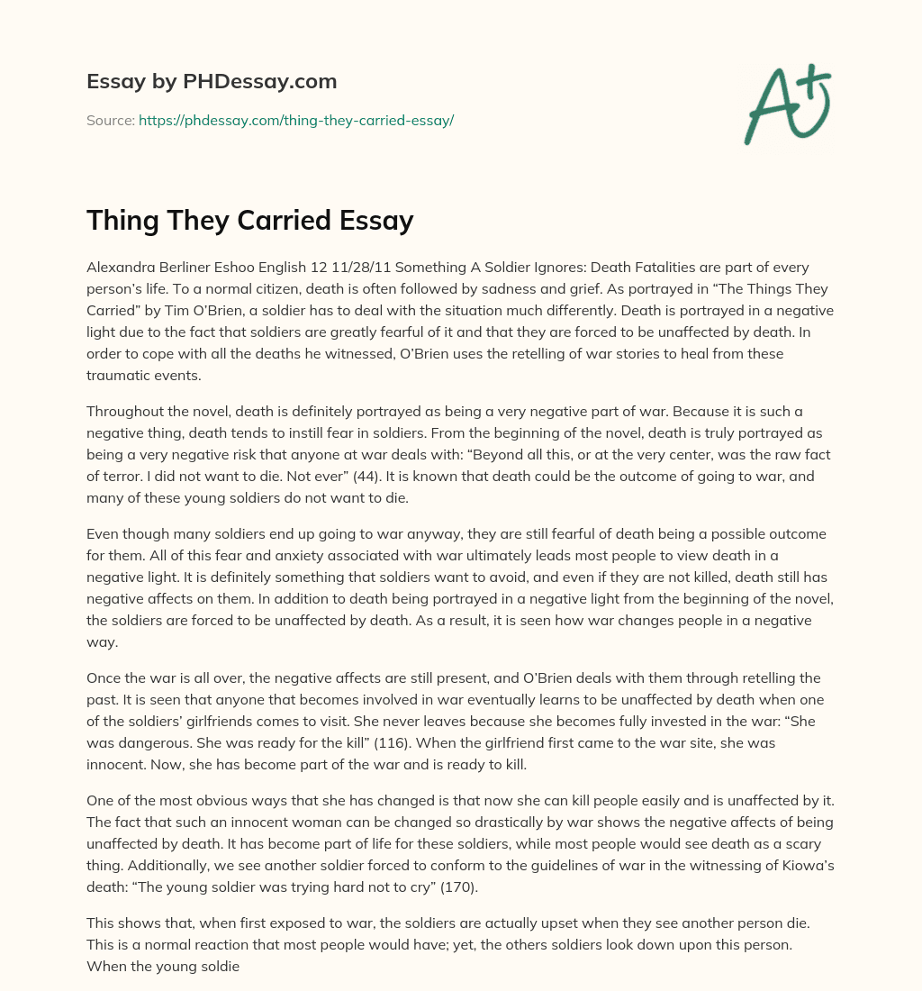 Thing They Carried Essay essay