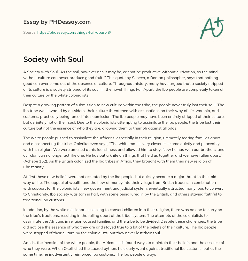 Society with Soul essay