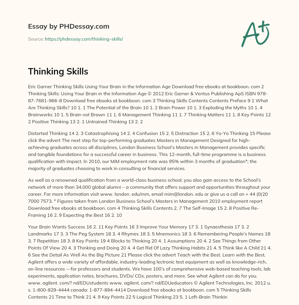 Thinking Skills essay