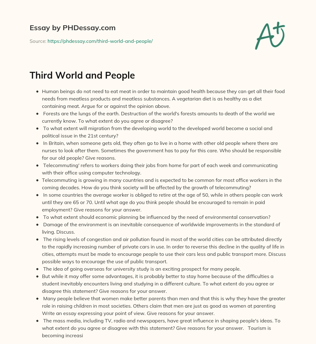 Third World and People essay