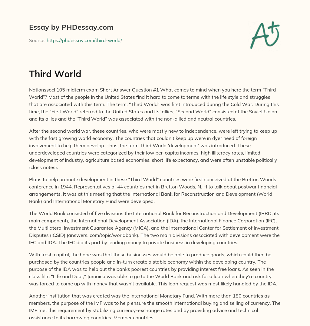 Understanding the Origins and Implications of the Term ‘Third World’ essay
