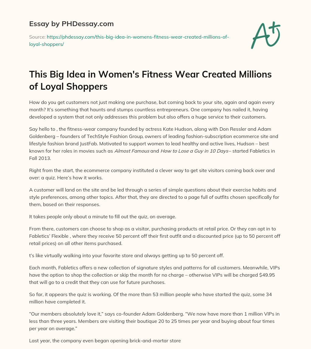 This Big Idea in Women’s Fitness Wear Created Millions of Loyal Shoppers essay