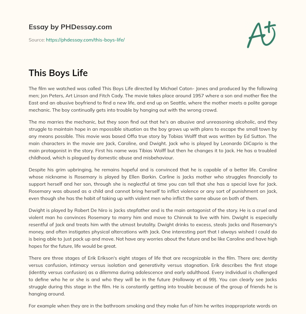 This Boys Life essay
