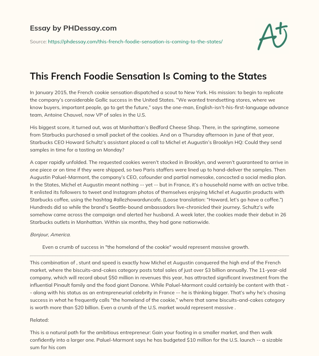 This French Foodie Sensation Is Coming to the States essay