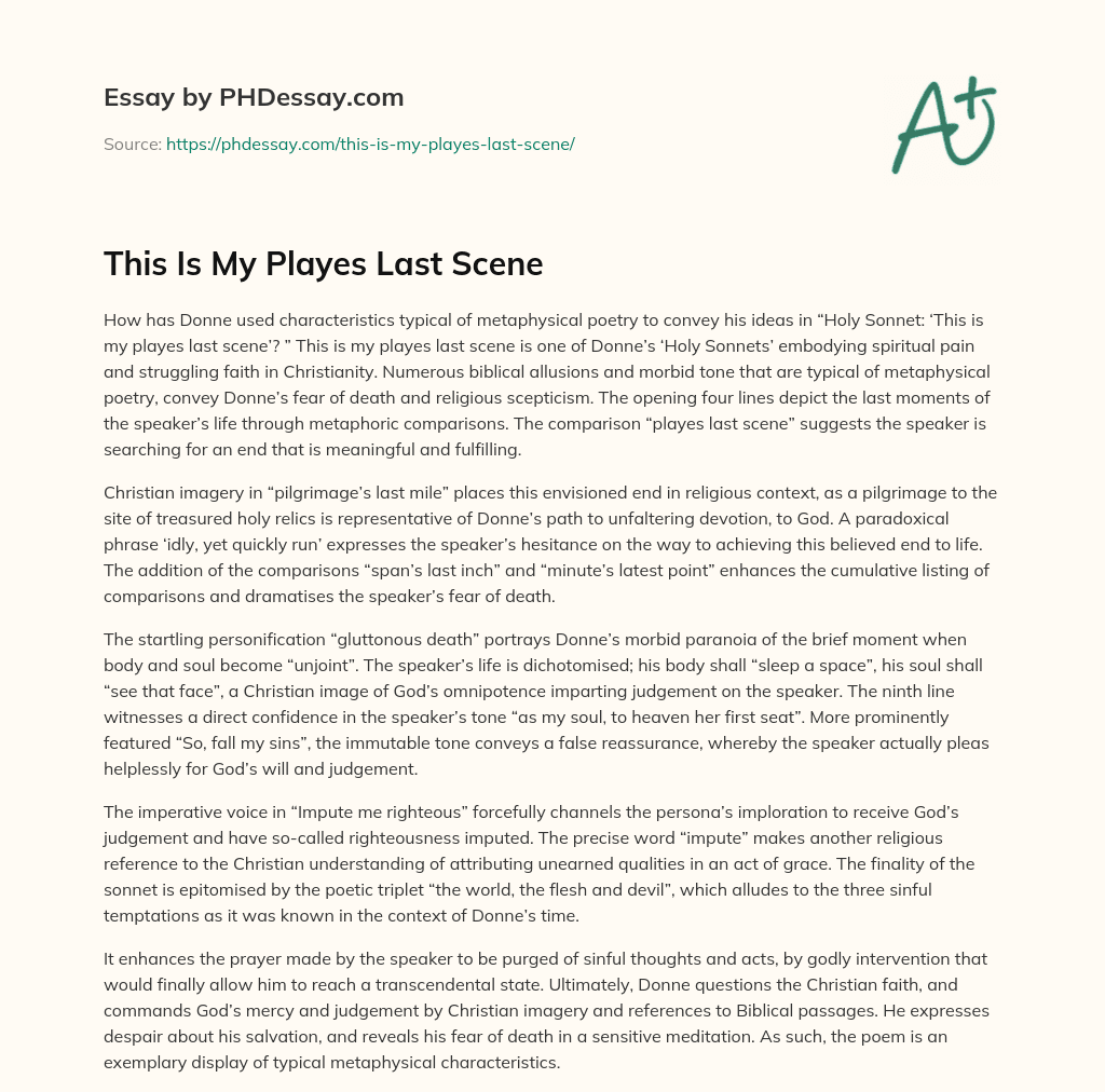 This Is My Playes Last Scene essay